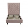 Manhattan Comfort Crosby Modern Twin-Size Upholstered Velvet Bedframe and Headboard in Blush Frame View