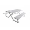 Vivere Banquet Deluxe 8-Seat Aluminum Picnic Table (White) - White BG - Vivere Banquet Deluxe 8-Seat Aluminum Picnic Table (White) - White BG