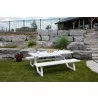 8-Seat Aluminum Picnic Table (White) - With People  - 8-Seat Aluminum Picnic Table (White) - With People 