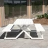 8-Seat Aluminum Picnic Table (White) - Without People  - 8-Seat Aluminum Picnic Table (White) - Without People 