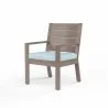 Laguna Dining Chair in Canvas Skyline, No Welt - Front Side Angle - Laguna Dining Chair in Canvas Skyline, No Welt - Front Side Angle