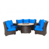 Bermuda Platinum 48" Round Fire Table w/ Burner - Blue Cushion