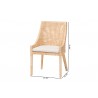 bali & pari Beata Natural Rattan Dining Chair - Handcrafted Wingback Accent Chair with Woven Detailing and Removable Cushion, Coastal Boho Seating for Kitchen or Dining Room - Dimensions