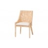 bali & pari Beata Natural Rattan Dining Chair - Handcrafted Wingback Accent Chair with Woven Detailing and Removable Cushion, Coastal Boho Seating for Kitchen or Dining Room - Angled