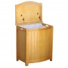 Natural Finished Bowed Front Laundry Wood Hamper - Lid Opened