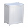 White Finished Bowed Front Laundry Wood Hamper - Lid Closed