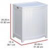White Finished Bowed Front Laundry Wood Hamper - With Dimensions
