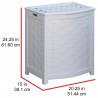 Oceanstar White Finished Bowed Front Veneer Laundry Wood Hamper with Interior Bag - Dimensions