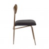 Sunpan Gibbons Dining Chair in Antique Brass - Charcoal Black Leather - Side Angle