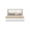 Whiteline Modern Living Daisy Bed King In High Gloss White Frame and Matte Taupe Lacquer Headboard - Front