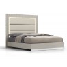 Whiteline Modern Living Chloe Bed King In High Gloss Grey Frame And Polished Stainless Steel Base - Angled
