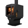 Catalyst Wood Stove With Black Door - Angled Left