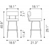 Blanca Barstool Ivory - Dimensions
