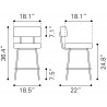 Blanca Counter Stool Ivory - Dimensions