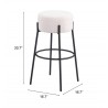 Blanche Barstool in Ivory - Seat Dimensions