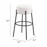 Blanche Barstool in Ivory - Seat Dimensions - Blanche Barstool in Ivory - Seat Dimensions