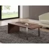 Coffee Table - Light Walnut with Brushed Stainless Steel - Coffee Table - Light Walnut with Brushed Stainless Steel