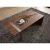 Coffee Table - Light Walnut with Brushed Stainless Steel - top view - Coffee Table - Light Walnut with Brushed Stainless Steel - top view