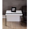 Director End Table - White with Black Steel-3