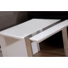 Director End Table - White with Brushed Stainless Steel Closeup