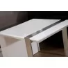 Director End Table - White with Brushed Stainless Steel Closeup - Director End Table - White with Brushed Stainless Steel Closeup