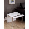Director End Table - White with Brushed Stainless Steel