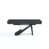 Virtuoso Extension Dining Table - Black Glass Top - Front - Virtuoso Extension Dining Table - Black Glass Top - Front