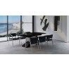 Virtuoso Extension Dining Table - Black Glass Top/Black and White Base - Lifestyle