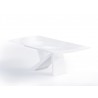 Virtuoso Extension Dining Table - White Glass Top / White Base - Angled View