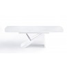 Virtuoso Extension Dining Table - White Glass Top / White Base - Front View