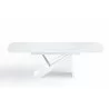 Virtuoso Extension Dining Table - White Glass Top / White Base - Front View - Virtuoso Extension Dining Table - White Glass Top / White Base - Front View