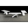 Virtuoso Extension Dining Table - White Glass Top / White Base - Back Background