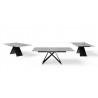 Maestro Extension Dining Table - Grey Glass Top / Black Steel Base - Fixed