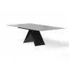 Maestro Extension Dining Table - Grey Glass Top / Black Steel Base - Angled - Maestro Extension Dining Table - Grey Glass Top / Black Steel Base - Angled