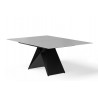 Maestro Extension Dining Table - Grey Glass Top / Black Steel Base - Angled