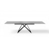 Maestro Extension Dining Table - Grey Glass Top / Black Steel Base - Front Extended
