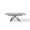 Maestro Extension Dining Table - Grey Glass Top / Black Steel Base - Front