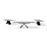 Maestro Extension Dining Table - Grey Glass Top / Black Steel Base - Extended