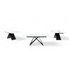 Maestro Extension Dining Table - White Glass Top / Black Base - 3 Pcs