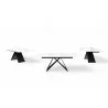 Maestro Extension Dining Table - White Glass Top / Black Base - 3 Pcs - Maestro Extension Dining Table - White Glass Top / Black Base - 3 Pcs