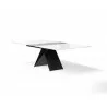 Maestro Extension Dining Table - White Glass Top / Black Base - Extended - Maestro Extension Dining Table - White Glass Top / Black Base - Extended
