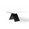 Maestro Extension Dining Table - White Glass Top / Black Base - Angled
