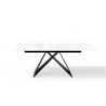 Maestro Extension Dining Table - White Glass Top / Black Base - Front