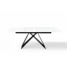 Maestro Extension Dining Table - White Glass Top / Black Base - Front - Maestro Extension Dining Table - White Glass Top / Black Base - Front