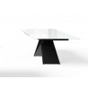 Maestro Extension Dining Table - White Glass Top / Black Base - Side