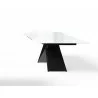 Maestro Extension Dining Table - White Glass Top / Black Base - Side - Maestro Extension Dining Table - White Glass Top / Black Base - Side
