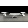 Maestro Extension Dining Table - White Glass Top / White Steel Base - Unextended 3 Pcs
