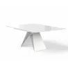 Maestro Extension Dining Table - White Glass Top / White Steel Base - Angled View - Maestro Extension Dining Table - White Glass Top / White Steel Base - Angled View
