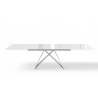 Maestro Extension Dining Table - White Glass Top / White Steel Base - Extended