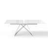 Maestro Extension Dining Table - White Glass Top / White Steel Base - Fixed